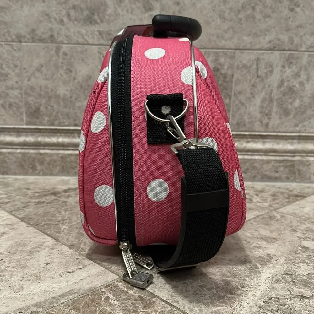 Rockland Luca Vergani Cosmetic Case NEW Pink Polka Dots Large Size